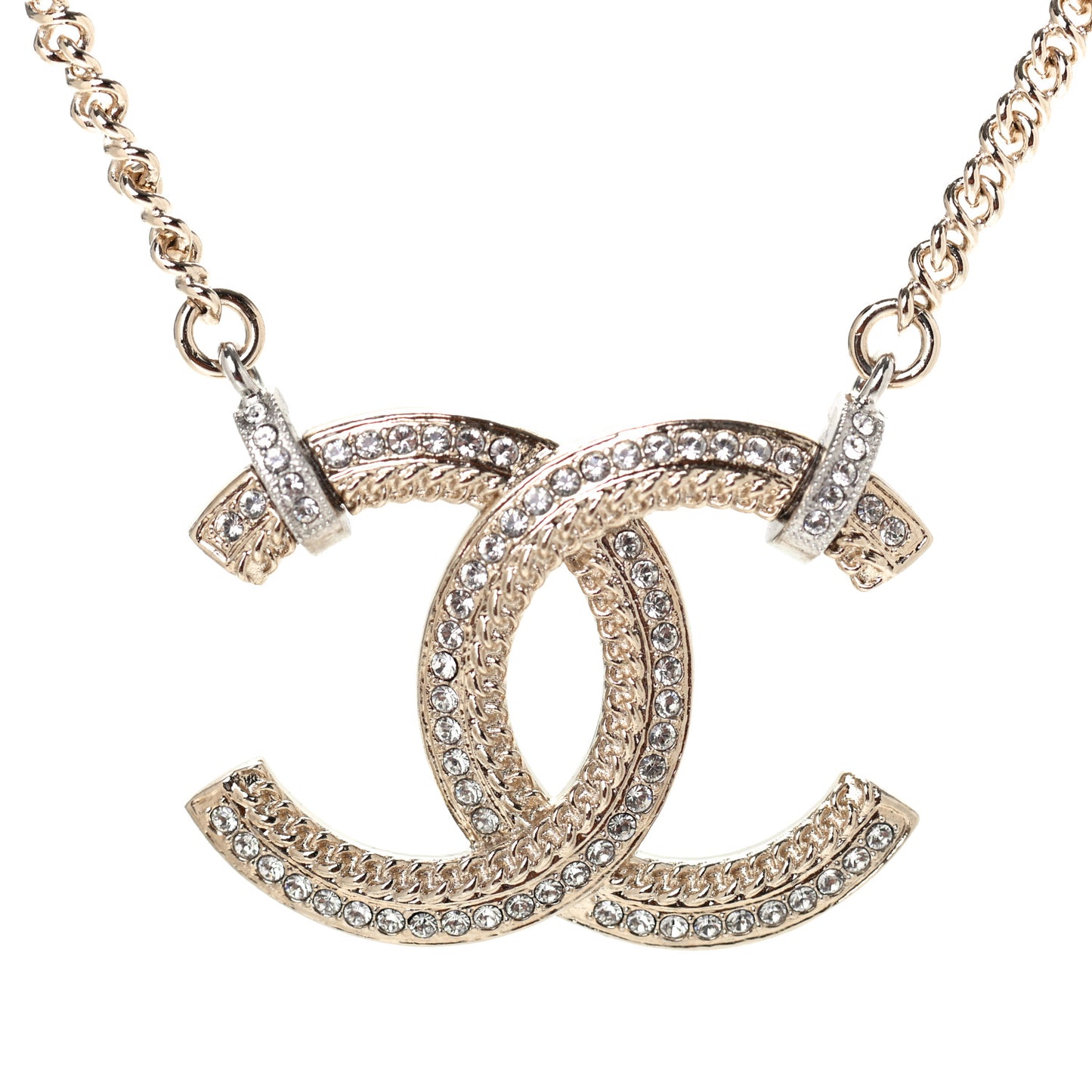 Crystal CC Pendant Necklace Gold