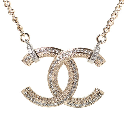 Chanel Crystal CC Pendant Necklace Gold 3 of 4