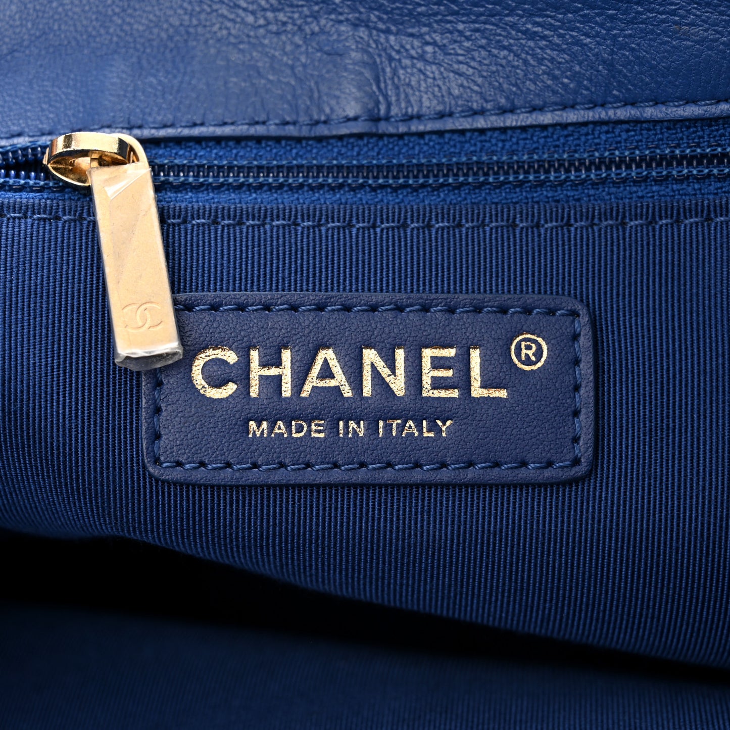 Calfskin Stitched Egyptian Amulet Drawstring Bag Blue