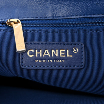 Chanel Calfskin Stitched Egyptian Amulet Drawstring Bag Blue 6 of 12