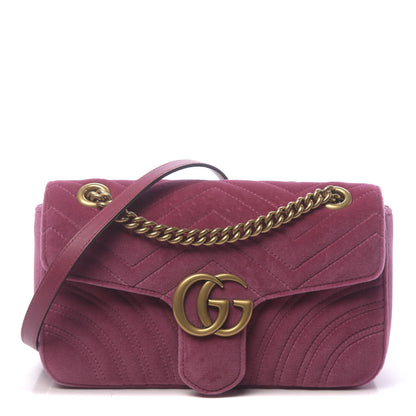 Gucci Velvet Matelasse Small GG Marmont Shoulder Bag Light Raspberry Rose 1 of 10