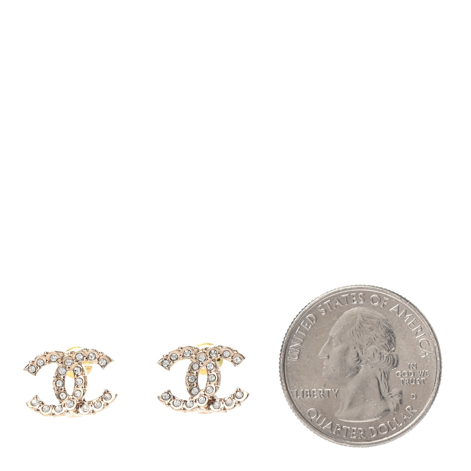 Chanel Crystal CC Earrings Gold 2 of 4