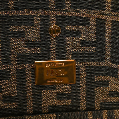 Fendi Fabric Jacquard FF Floral Embroidered Baguette Tobacco Moro Multicolor 6 of 10