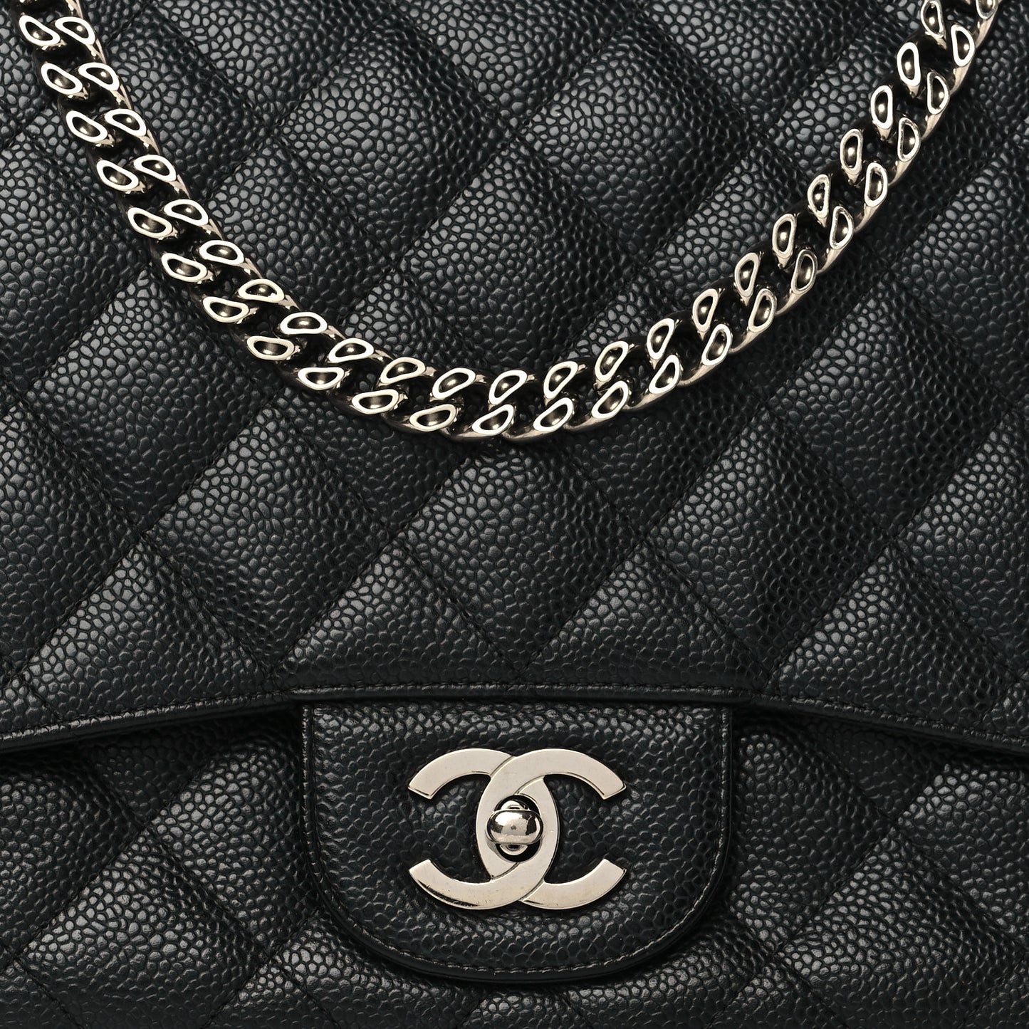 Caviar Quilted Jumbo Single Flap Bijoux Chain Black