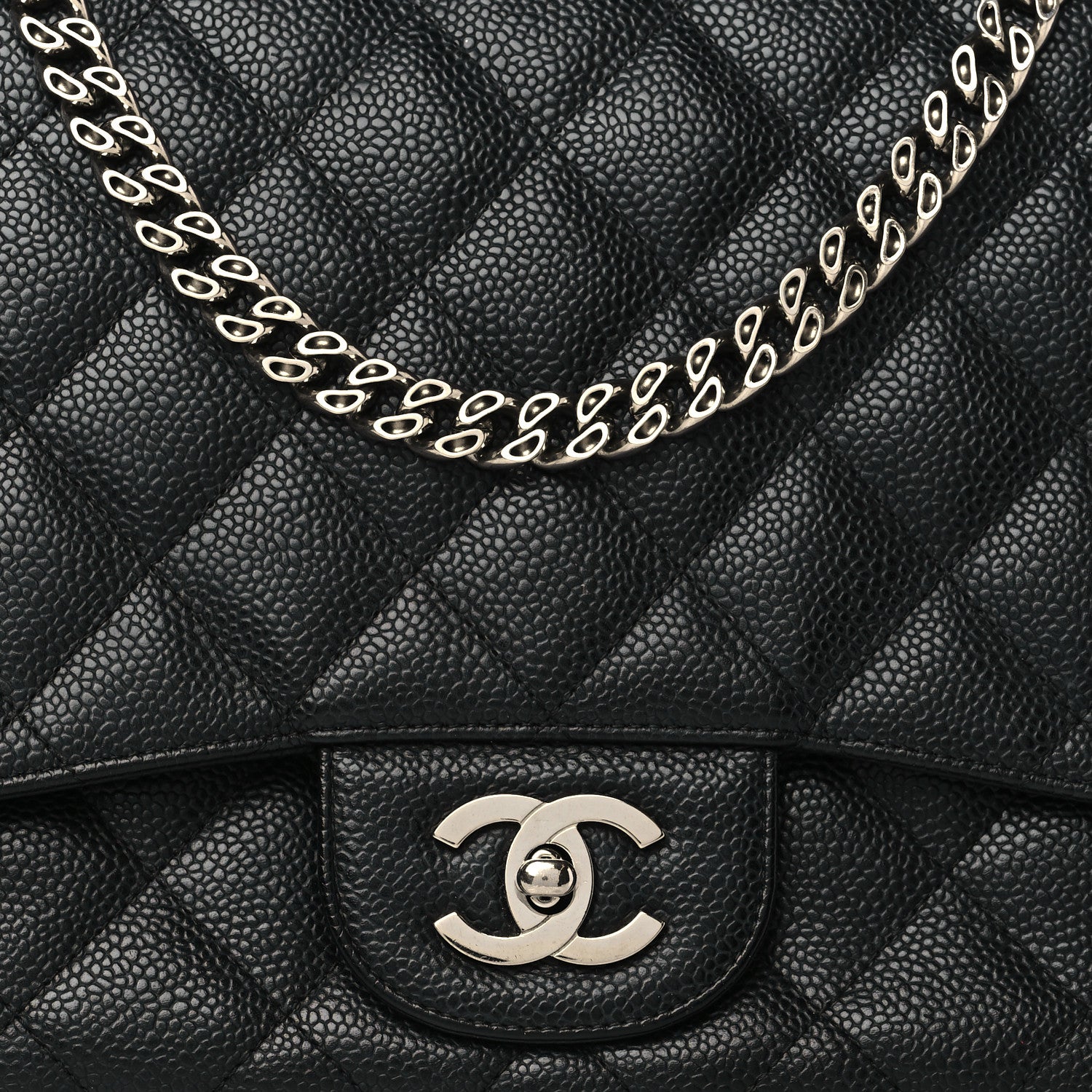 Chanel Caviar Quilted Jumbo Single Flap Bijoux Chain Black 7 of 9