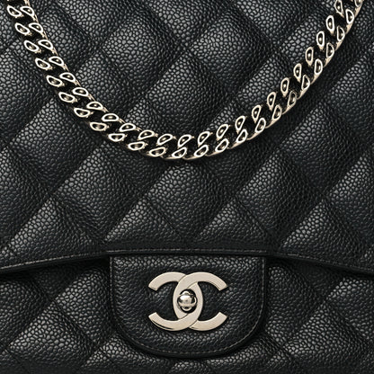 Chanel Caviar Quilted Jumbo Single Flap Bijoux Chain Black 7 of 9