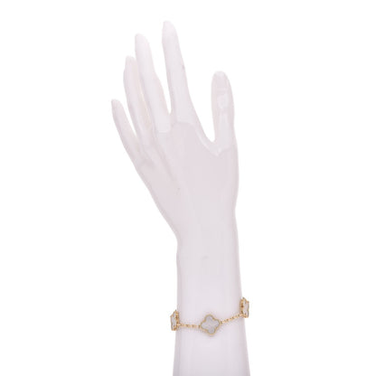 Van Cleef & Arpels 18K Yellow Gold Mother of Pearl 5 Motifs Vintage Alhambra Bracelet 2 of 6