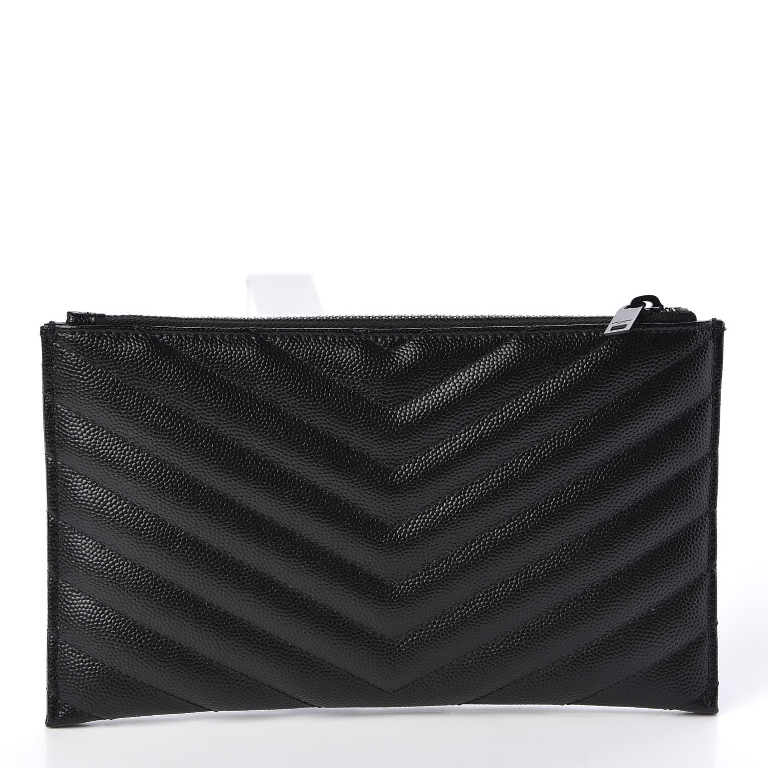 Saint Laurent Grain De Poudre Chevron Monogram Bill Pouch Black 2 of 8