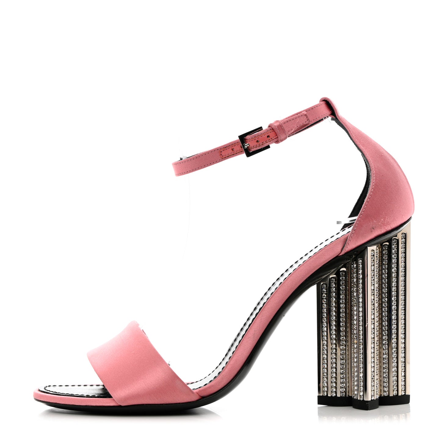 Satin Crystal Silhouette Sandals 39 Pink