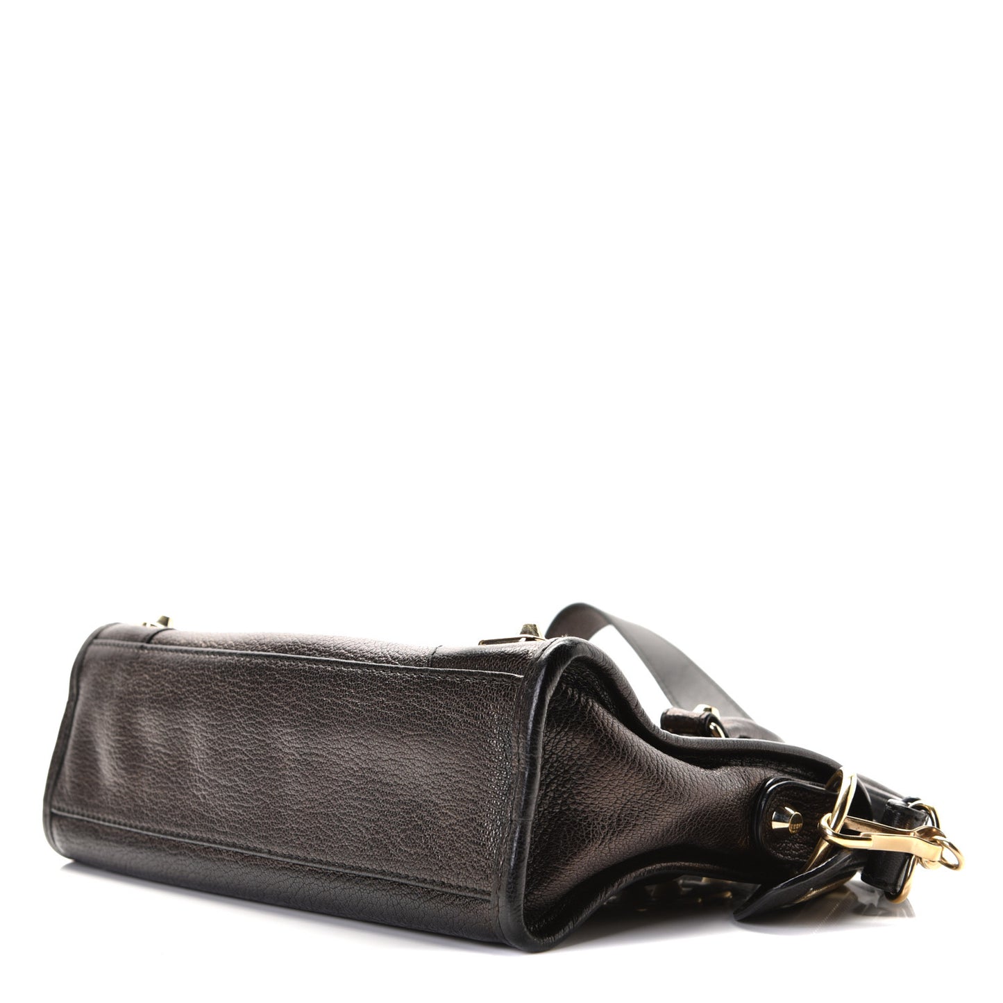 Chevre Gold Metallic Edge Hardware Mini City Black