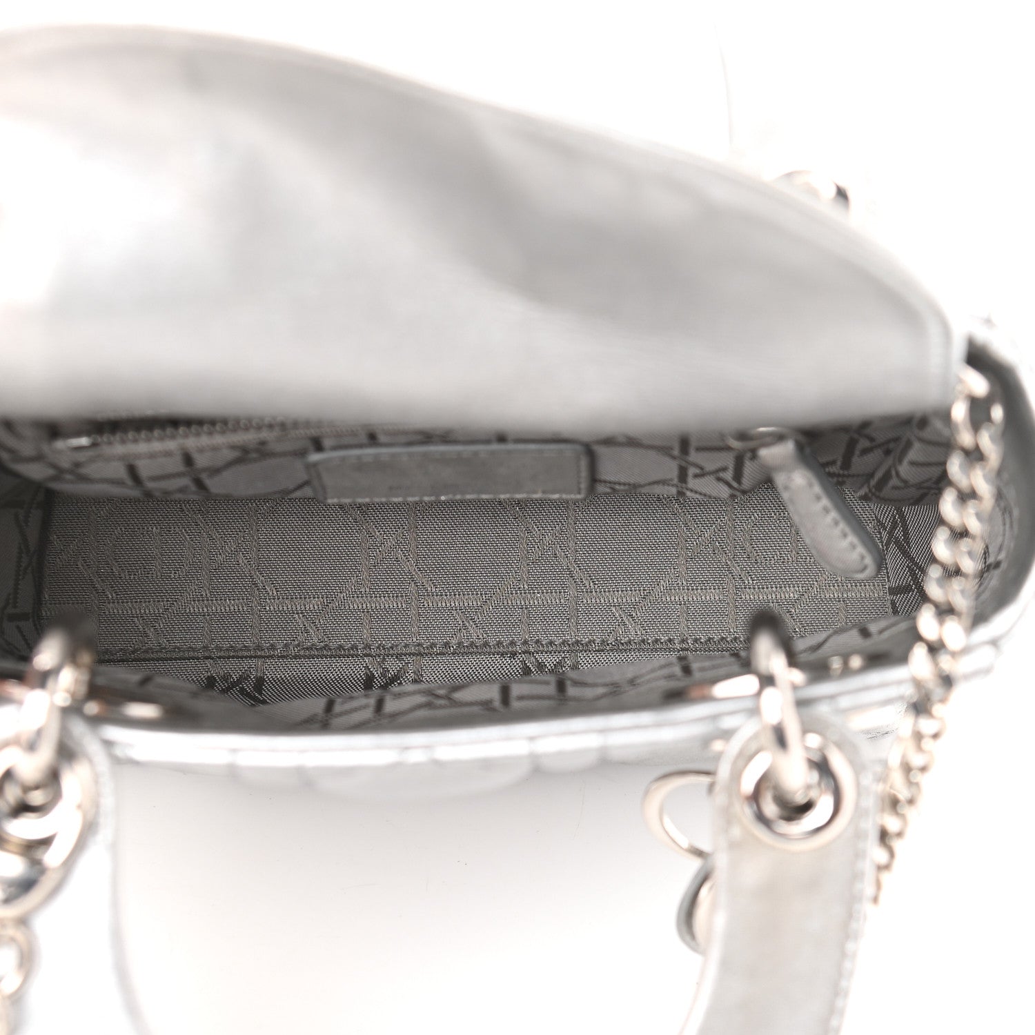 Christian Dior Metallic Lambskin Cannage Mini Lady Dior Grey 5 of 11