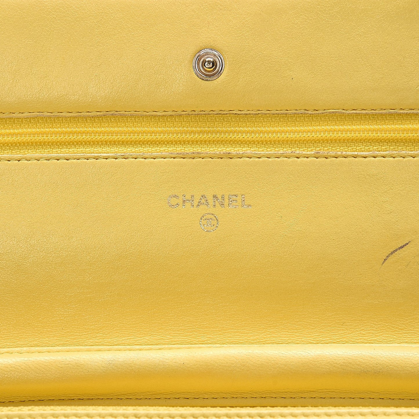 Lambskin Quilted Wallet on Chain WOC Yellow