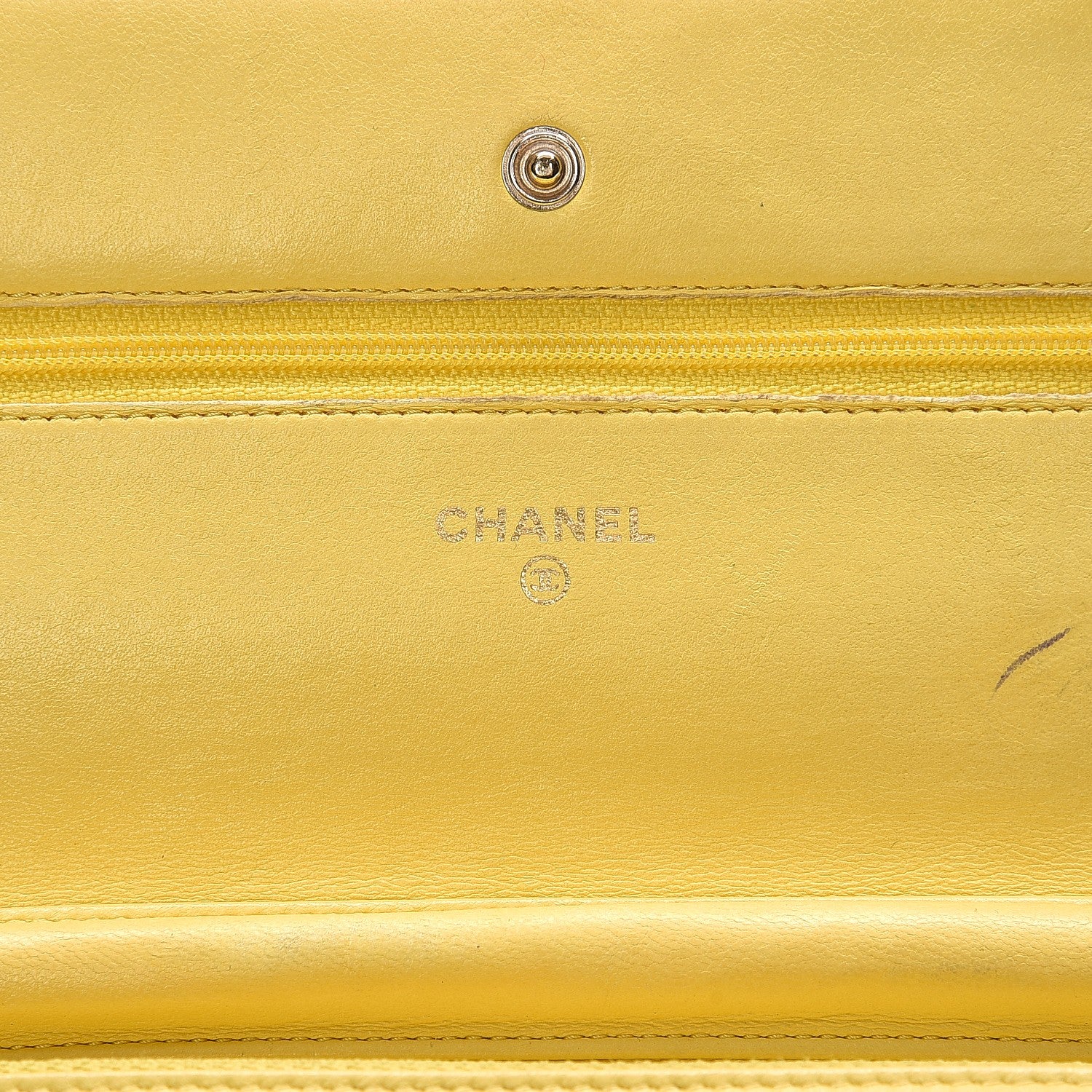 Chanel Lambskin Quilted Wallet on Chain WOC Yellow 6 of 21