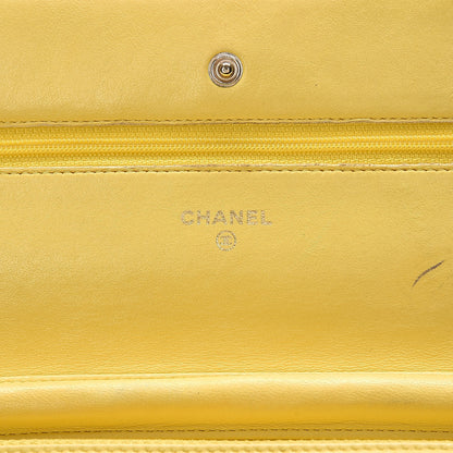Chanel Lambskin Quilted Wallet on Chain WOC Yellow 6 of 21