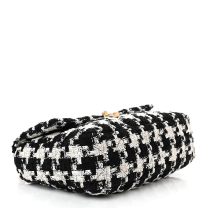 Chanel Tweed Quilted Large Chanel 19 Flap Black Ecru White 4 of 11