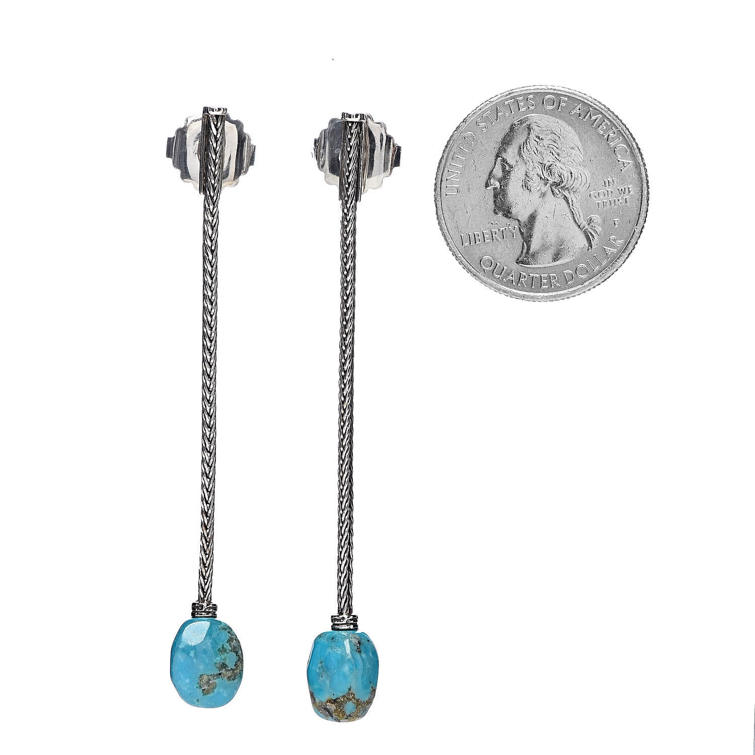 John Hardy Sterling Silver Turquoise Classic Chain Drop Earrings 2 of 3