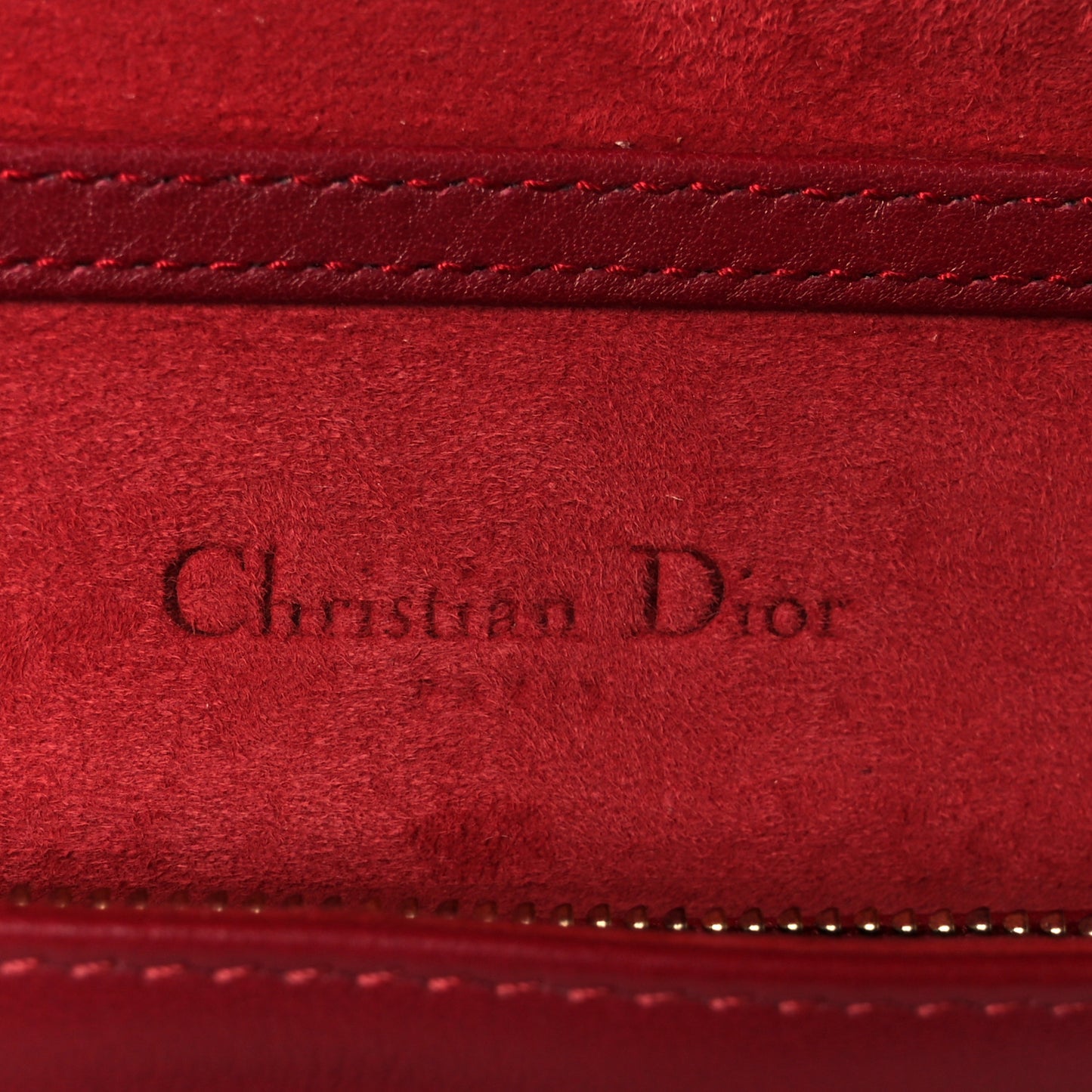 Calfskin Studded Diorama Wallet On Chain Burgundy