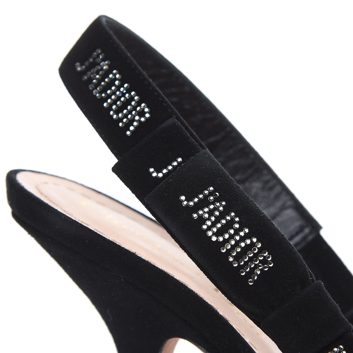 Mesh Plumetis Crystal Suede J'Adior Slingback 100mm Pumps 37 Nude Black