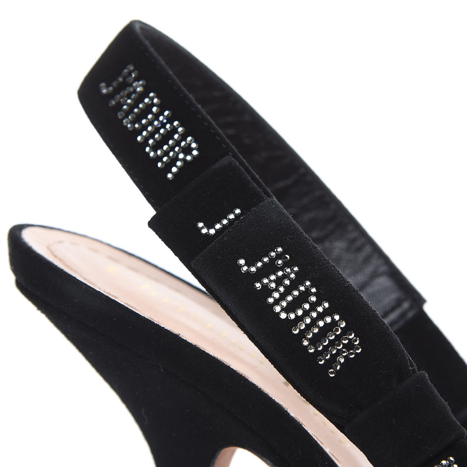 Christian Dior Mesh Plumetis Crystal Suede J'Adior Slingback 100mm Pumps 37 Nude Black 10 of 10