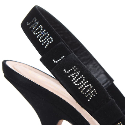 Christian Dior Mesh Plumetis Crystal Suede J'Adior Slingback 100mm Pumps 37 Nude Black 10 of 10