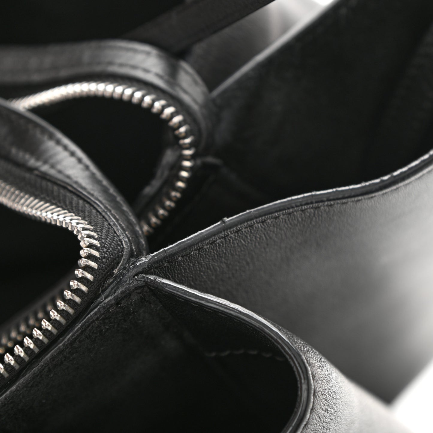 Baby Grained Calfskin Medium Tri-Fold Bag Black