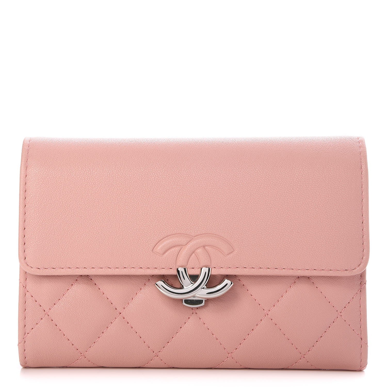 Chanel Lambskin Quilted CC Box Flap Wallet Light Pink 1 of 11