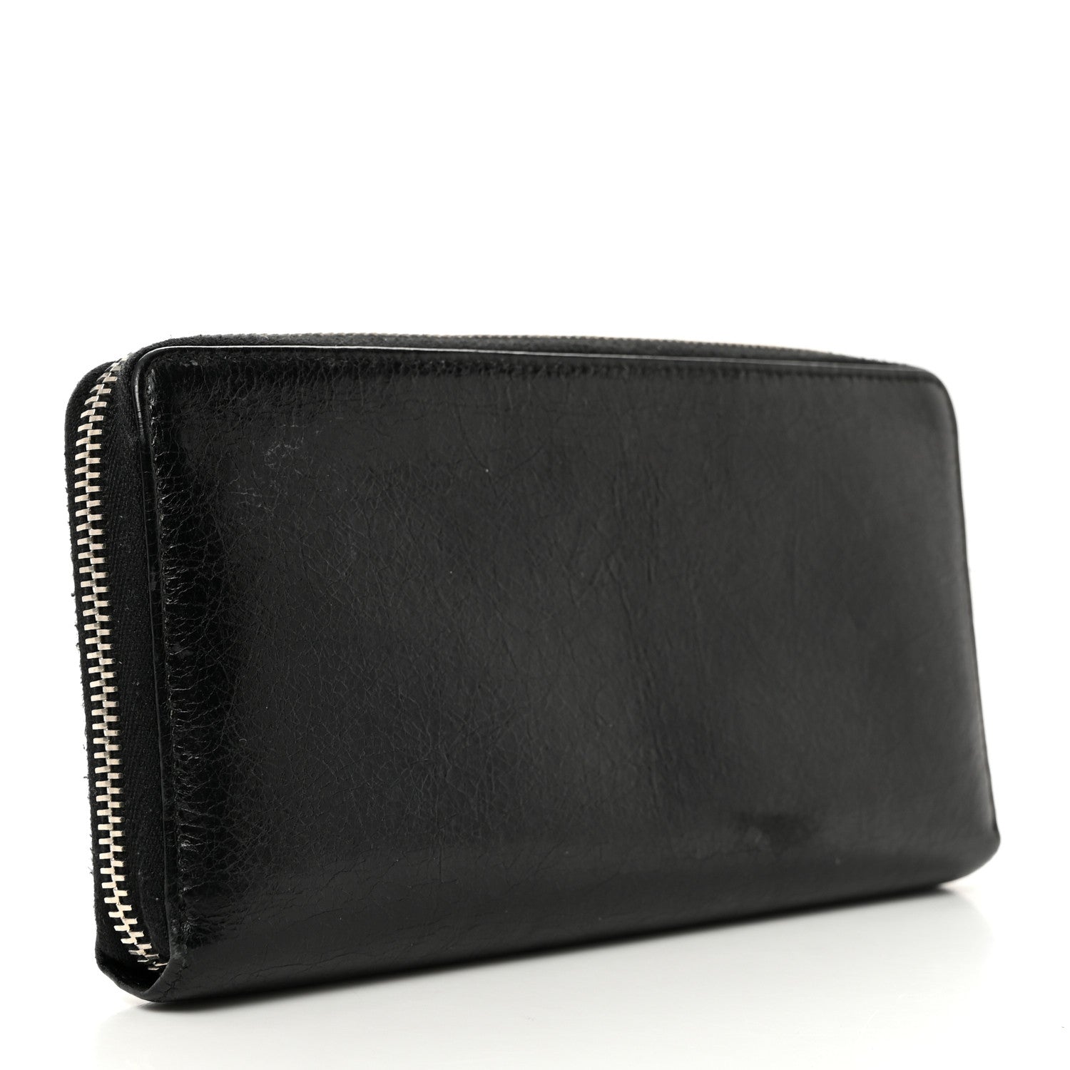 Balenciaga Agneau Giant 12 Silver Hardware Continental Zip Around Wallet Black 3 of 8