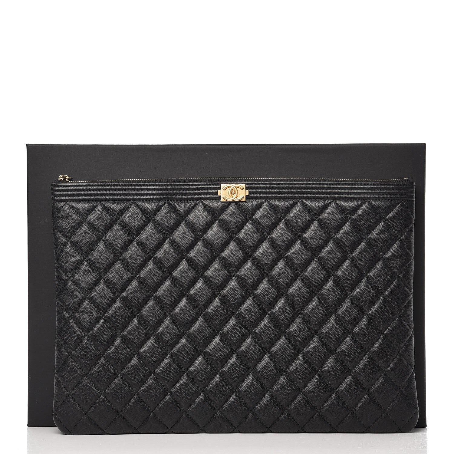 Chanel Caviar Quilted Large Boy Cosmetic Case Black 10 of 10