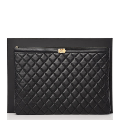 Chanel Caviar Quilted Large Boy Cosmetic Case Black 10 of 10