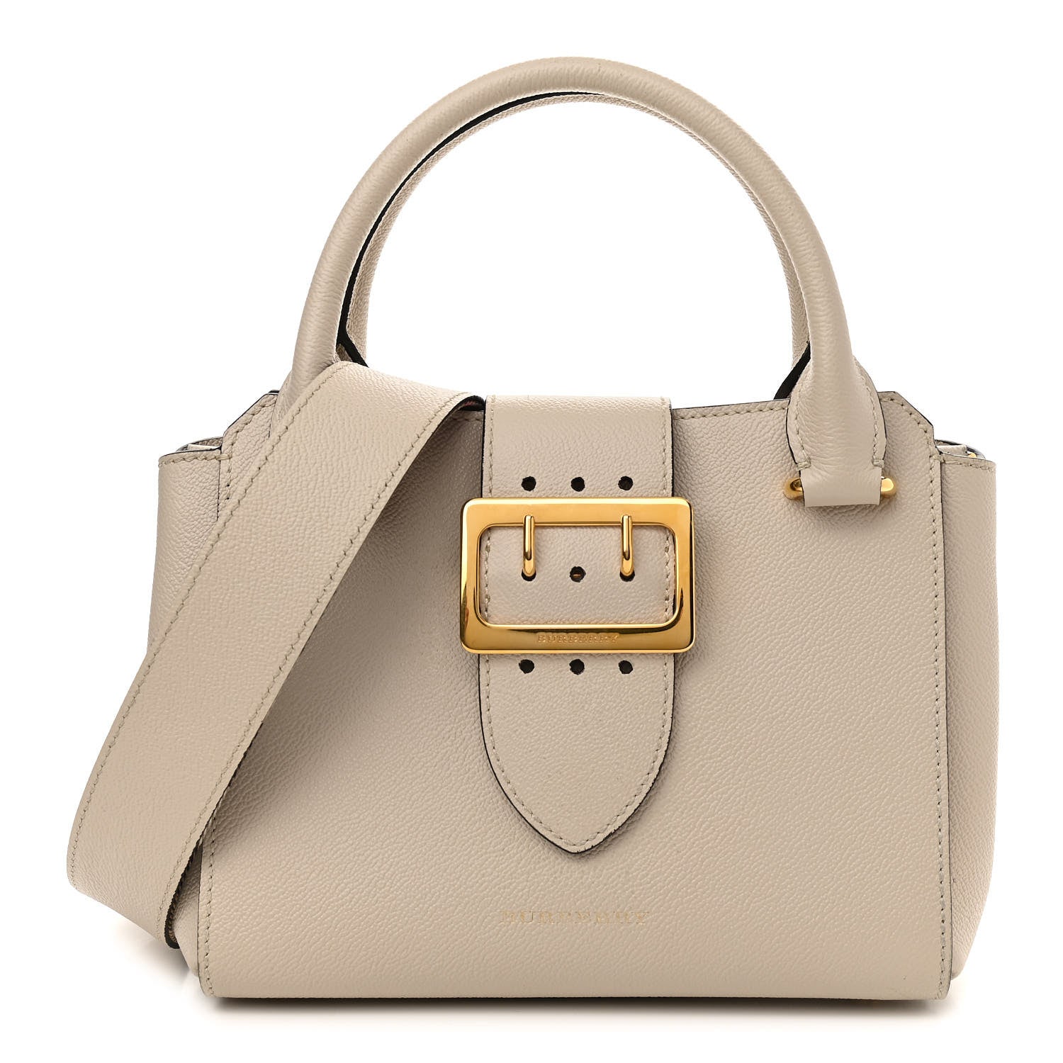 Burberry Soft Grain Calfskin Small Buckle Tote Limestone 1 of 14