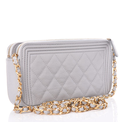 Chanel Caviar Quilted Small Boy Clutch With Chain Grey 3 of 11