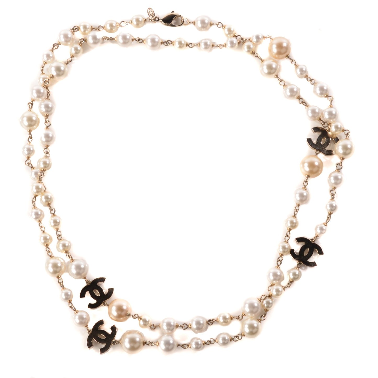 Pearl CC Long Necklace Gold