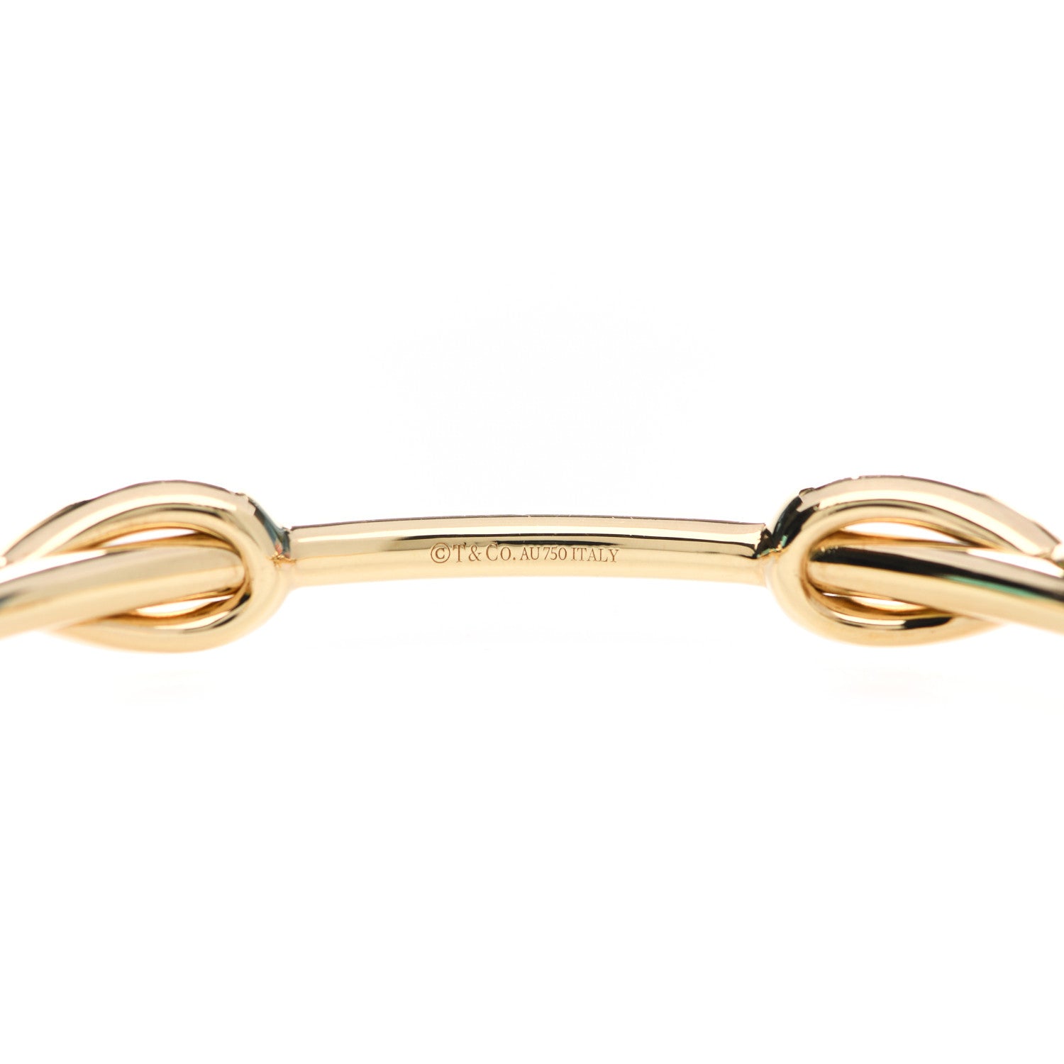 Tiffany 18K Yellow Gold Diamond Double Infinity Cuff Bracelet 4 of 5