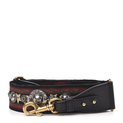 Christian Dior Canvas Embroidered Studded Bohemian Shoulder Strap Red 1 of 5