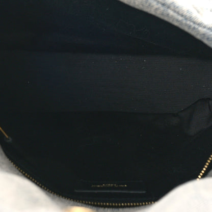 Saint Laurent Denim Quilted Medium Loulou Puffer Monogram Chain Satchel Azur 5 of 7