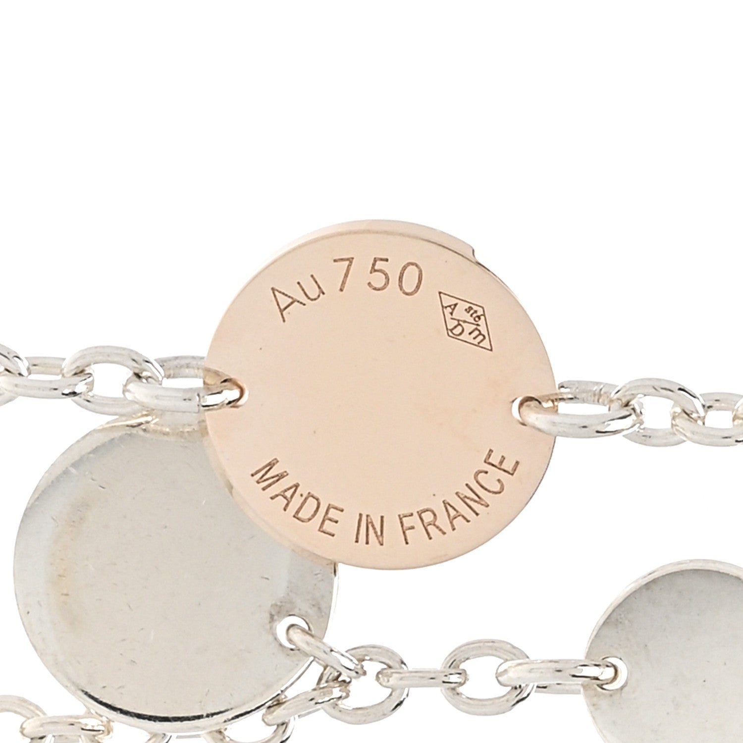 Hermes Sterling Silver 18K Rose Gold Confettis Long Necklace 5 of 5