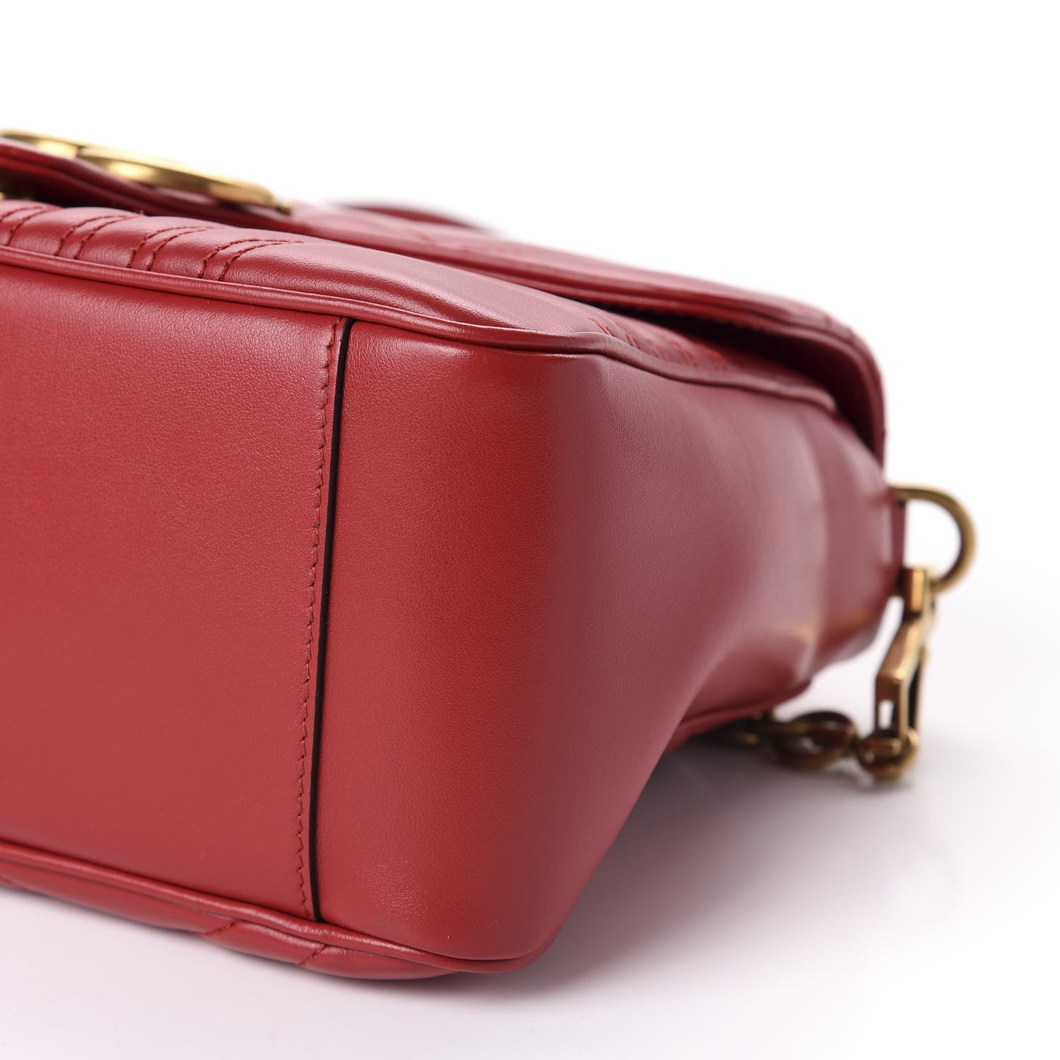 Gucci Calfskin Matelasse Small GG Marmont Top Handle Shoulder Bag Hibiscus Red 8 of 12