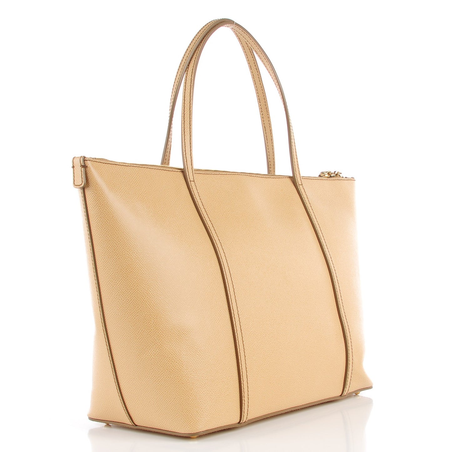 Textured Calfskin Miss Escape Tote Beige