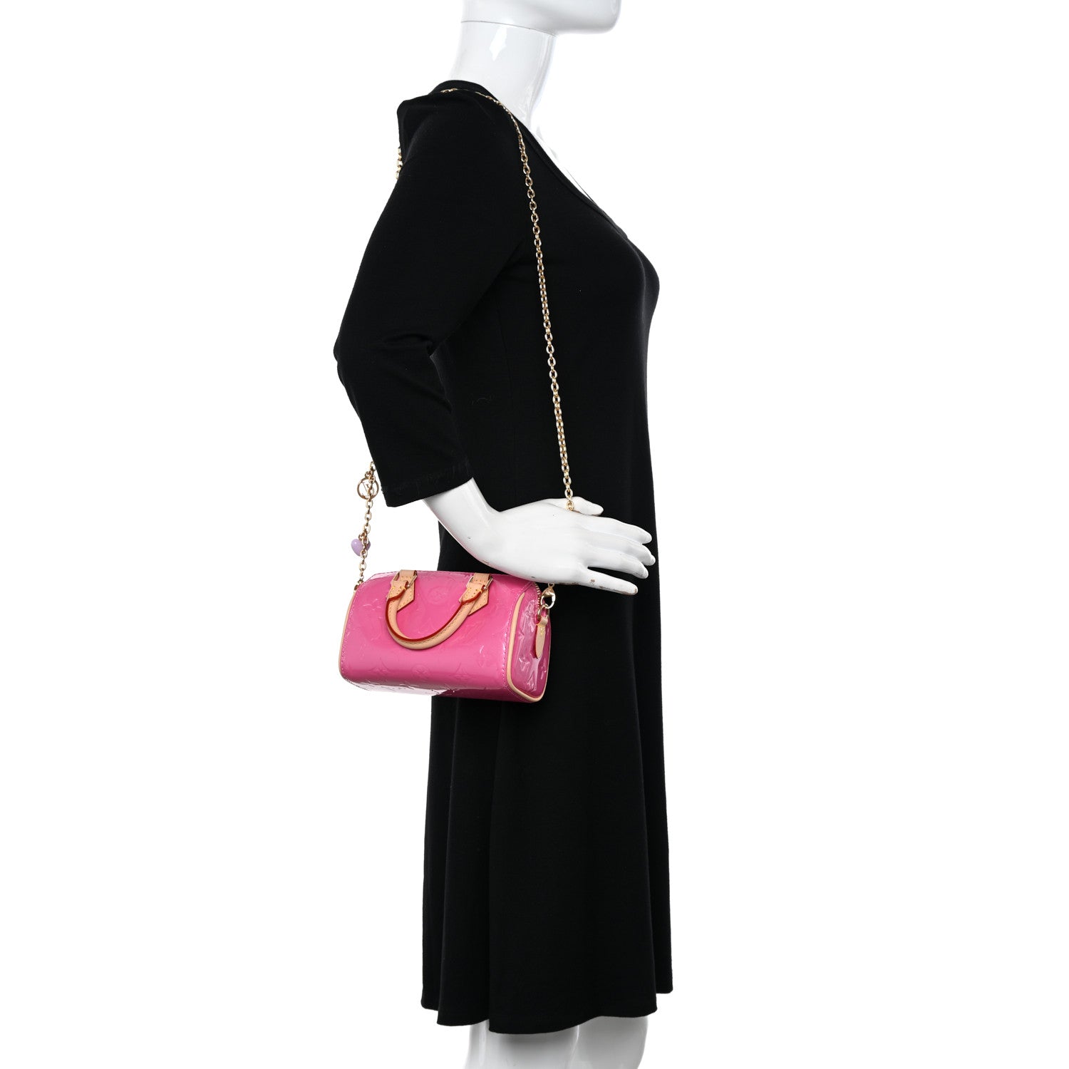 Louis Vuitton Vernis Monogram Nano Speedy Neon Pink 2 of 9