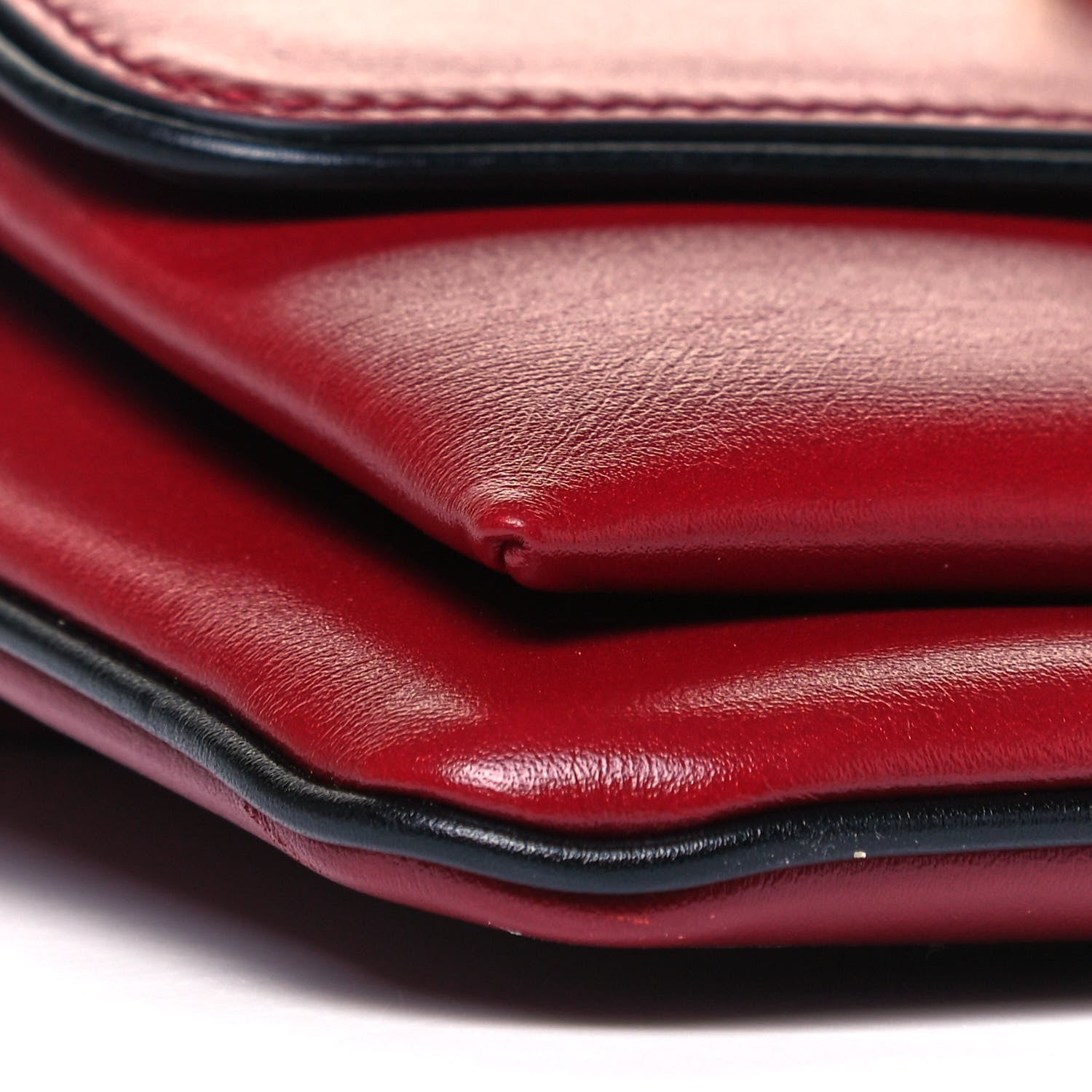 Gucci Vitello Palmellato Lux Bi-Color Small Arli Flap Shoulder Bag New Cherry Red Black 8 of 9