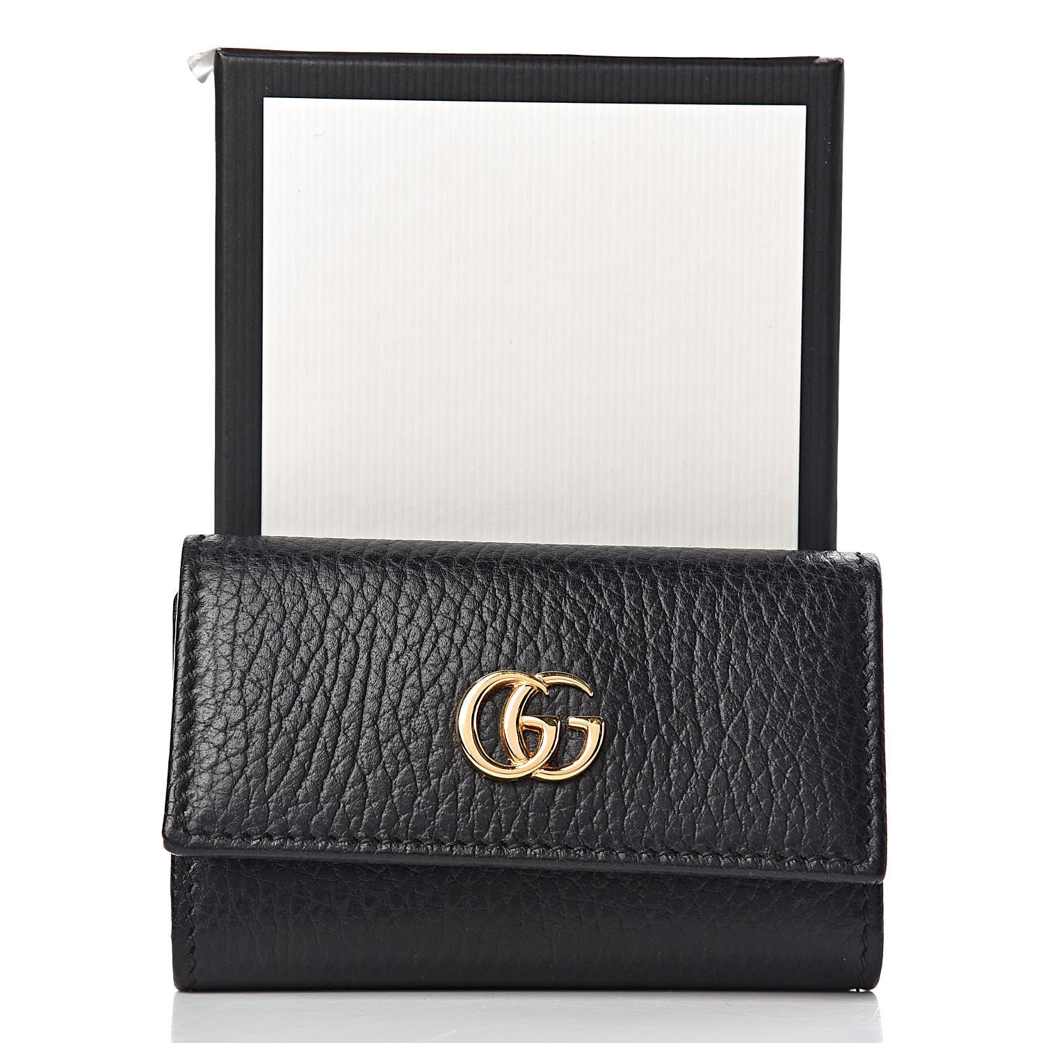 Gucci Pebbled Calfskin GG Marmont 6 Key Holder Black 8 of 8