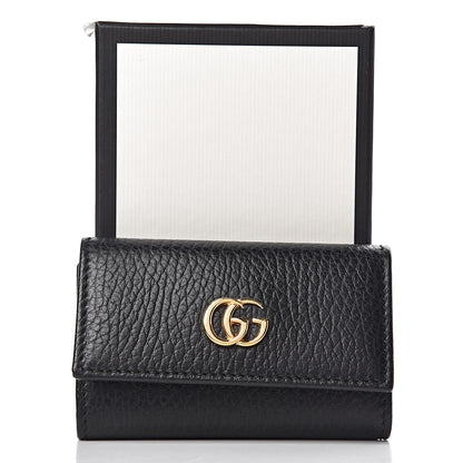 Gucci Pebbled Calfskin GG Marmont 6 Key Holder Black 8 of 8