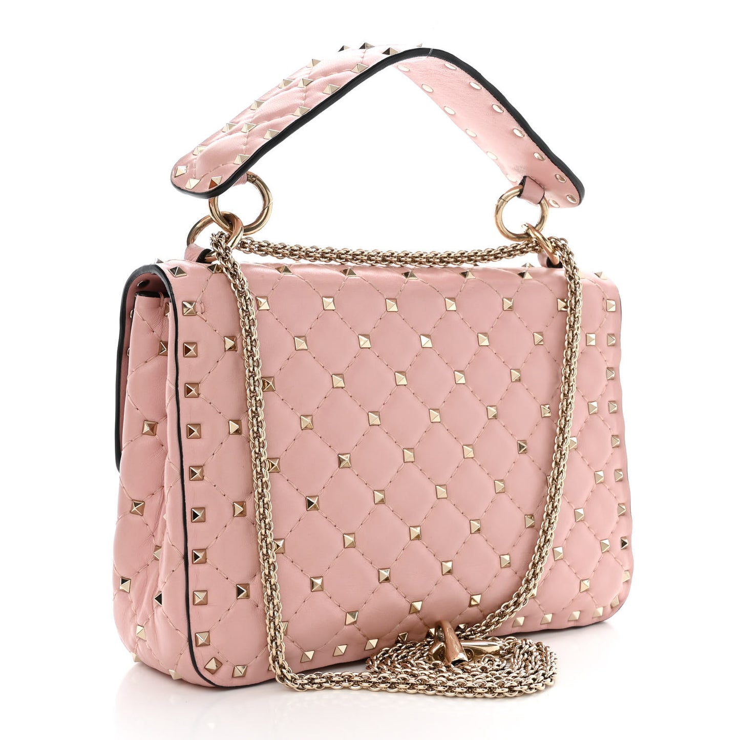 Nappa Medium Rockstud Spike Shoulder Bag Water Rose