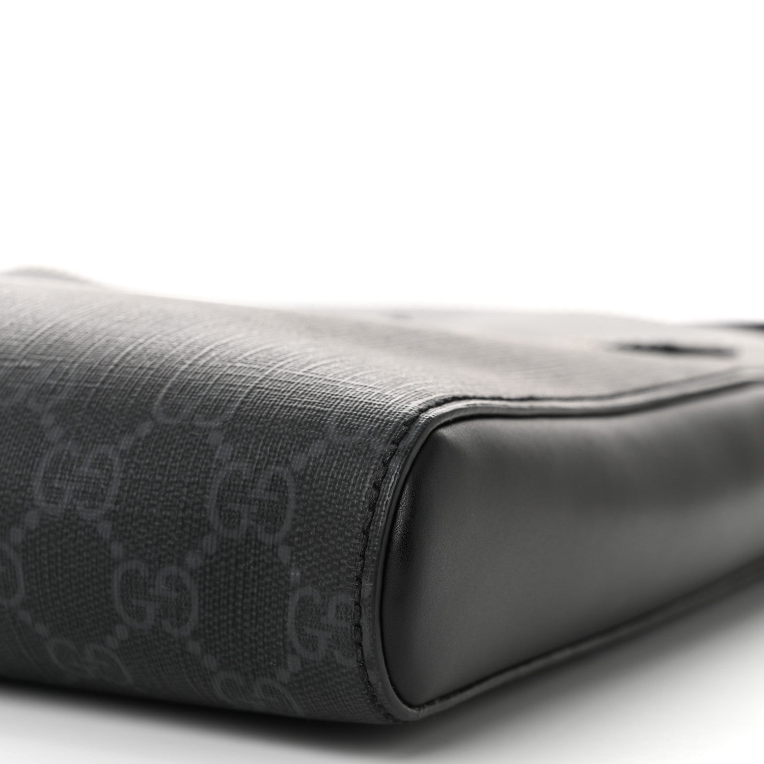 Gucci GG Supreme Monogram Appia Calfskin Web Flat Messenger Bag Black Grey 10 of 11
