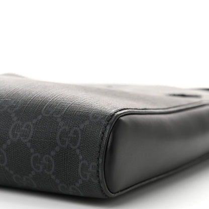 Gucci GG Supreme Monogram Appia Calfskin Web Flat Messenger Bag Black Grey 10 of 11