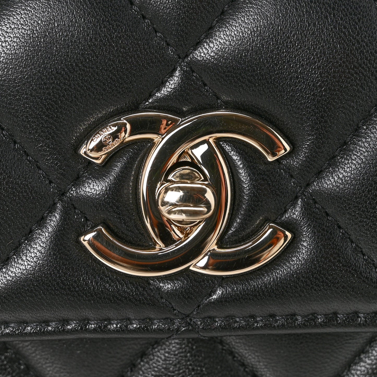 Lambskin Quilted Mini Trendy CC Dual Handle Flap Bag Black