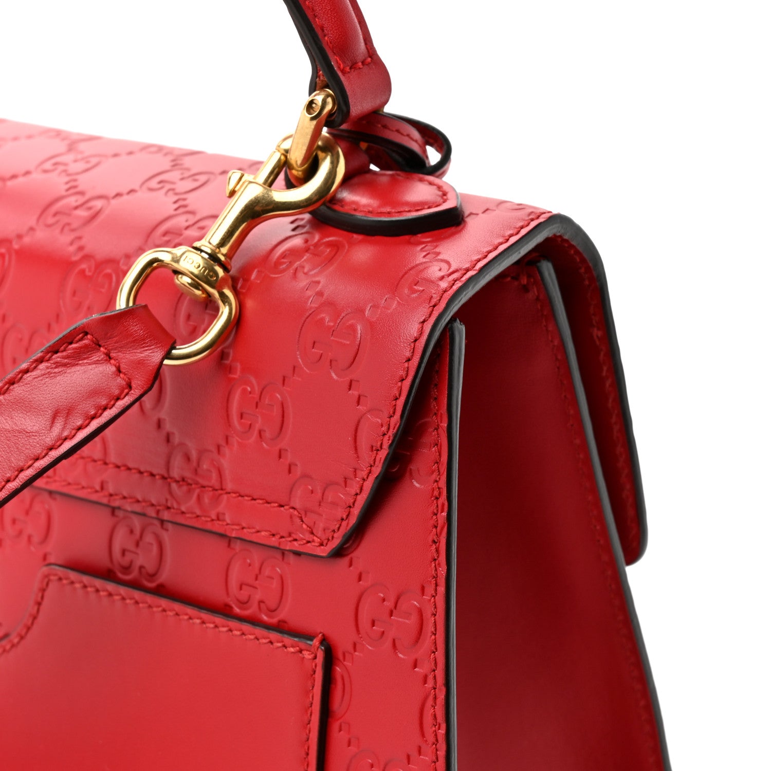 Gucci Guccissima Signature Small Padlock Top Handle Bag Hibiscus Red 17 of 17