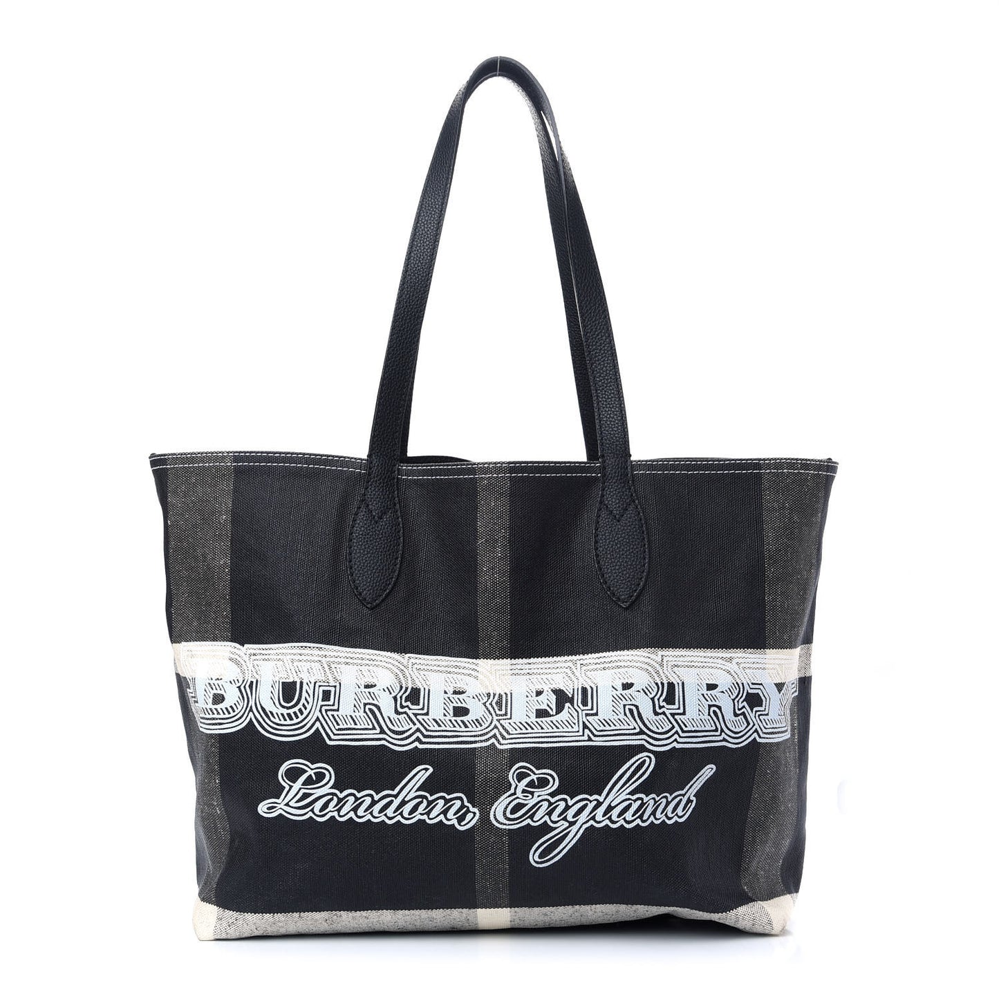 Coated Canvas Mega Check Medium Doodle Tote Black White