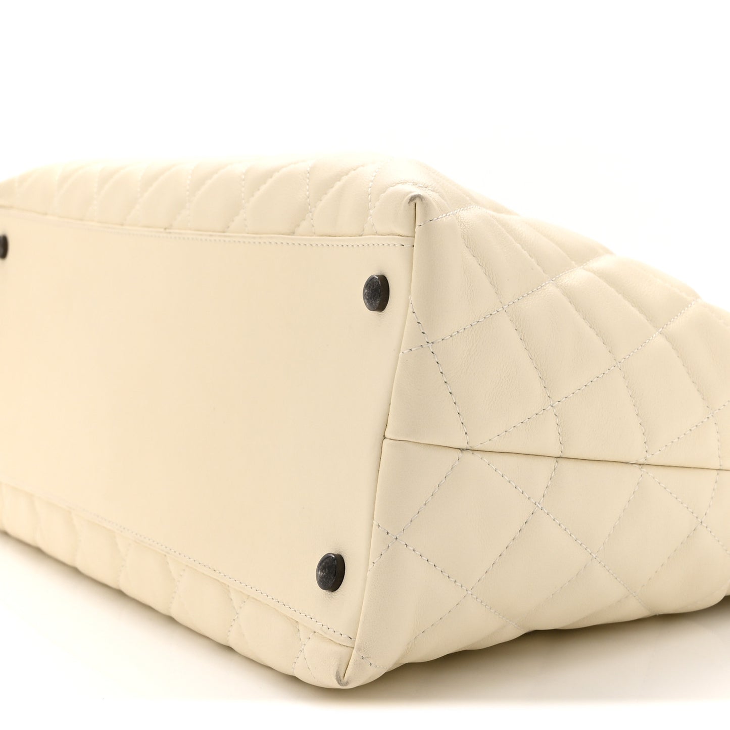 Calfskin Tweed Quilted Large Portobello Tote White Multicolor