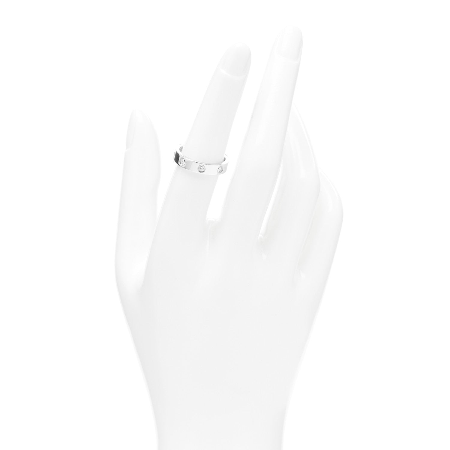 Cartier 18K White Gold 8 Diamond 4mm Wedding Band LOVE Ring 53 6.25 3 of 5